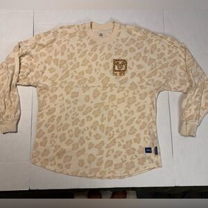 Disney Women's Long Sleeve Leopard Print Tee - Beige